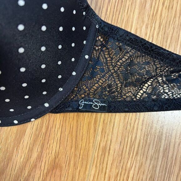 NWOT Jessica Simpson Black White Polka Dot Lace Bra - 34C - Picture 6 of 7